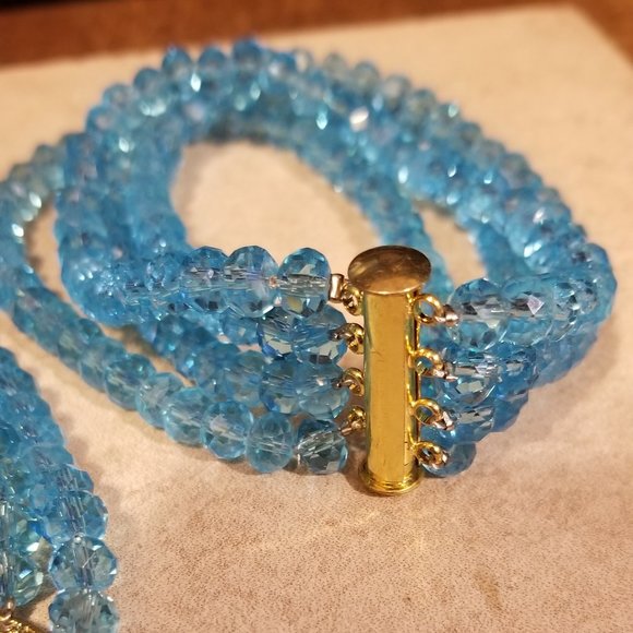 STUNNING 3 PIECE STATEMENT SET VIVID BLUE HANDMADE - Picture 5 of 10